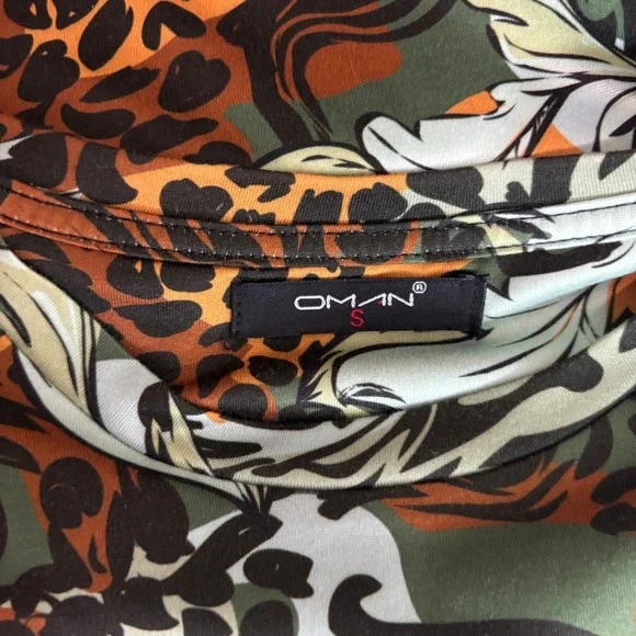 Jungle Animal Print Boho Leaf Top Women's Small Buttery Soft‎ Stretch Blouse - Picture 6 of 8